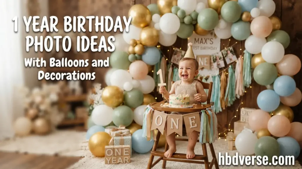 1 Year Birthday Photo Ideas With Balloons and Decorations