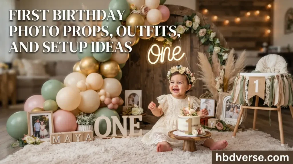 First Birthday Photo Props, Outfits, and Setup Ideas